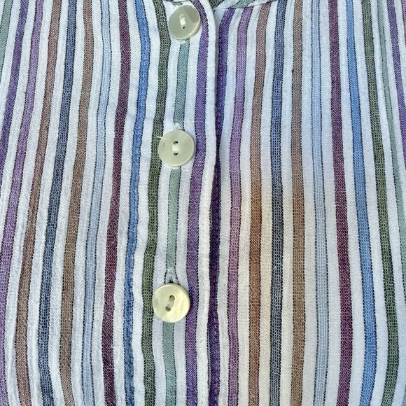 Madewell Pastel Striped Crewneck Button-Front Tiered Mini Dress XXS Lined - Picture 5 of 13